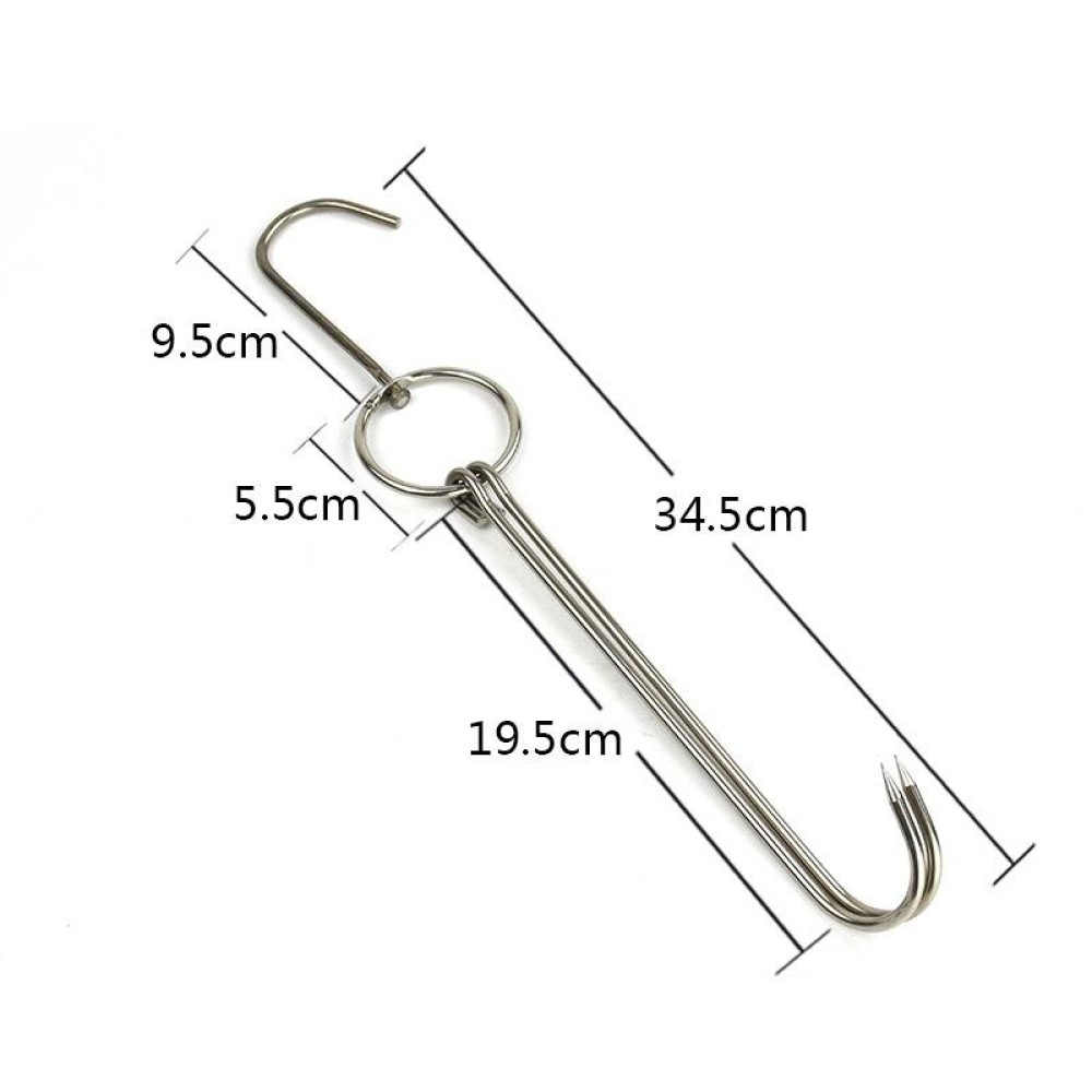 Stainless Steel Double Ring Duck Cooker Hanger Outdoor Barbecue Hanging Hook Stand, Specs: 4 Centi Steel Thick Extra Long 34.5cm