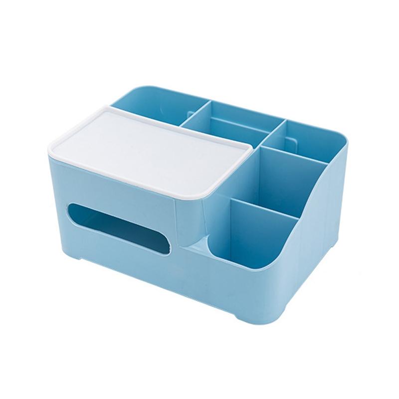 Large Living Room Coffee Table Simple Desktop Organizer Household Multifunctional Tissue Box(Blue)