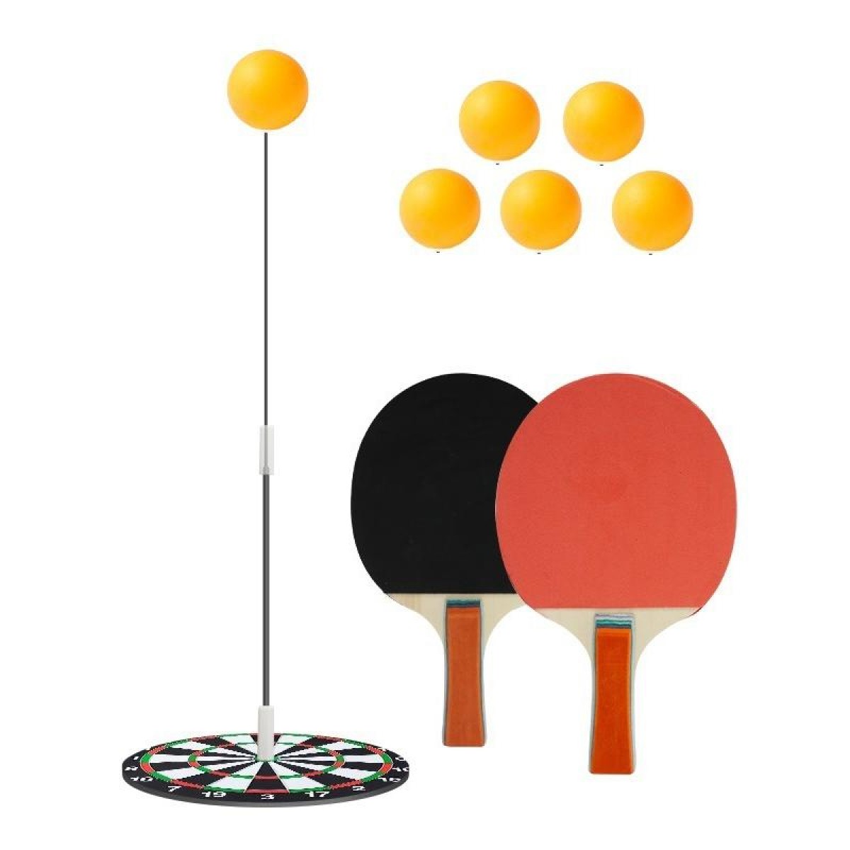 Table Tennis Training Equipment Household Childrens Sparring Coaching Base With Wood Bats, Specs: 6 Balls+1 Pole