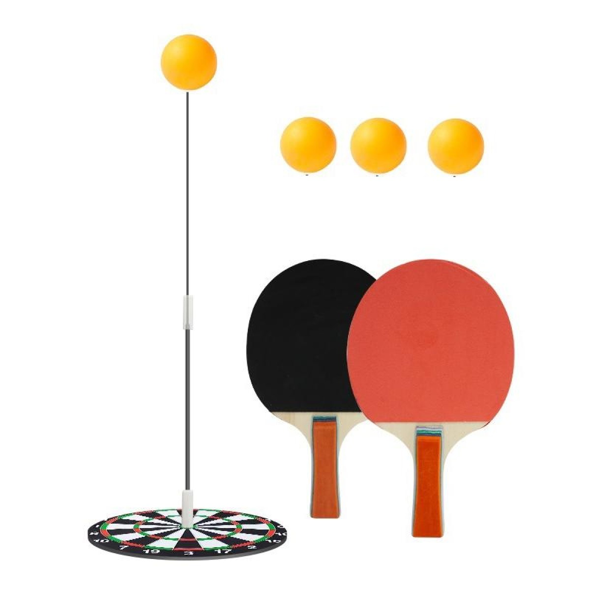 Table Tennis Training Equipment Household Childrens Sparring Coaching Base With Wood Bats, Specs: 4 Balls+1 Pole
