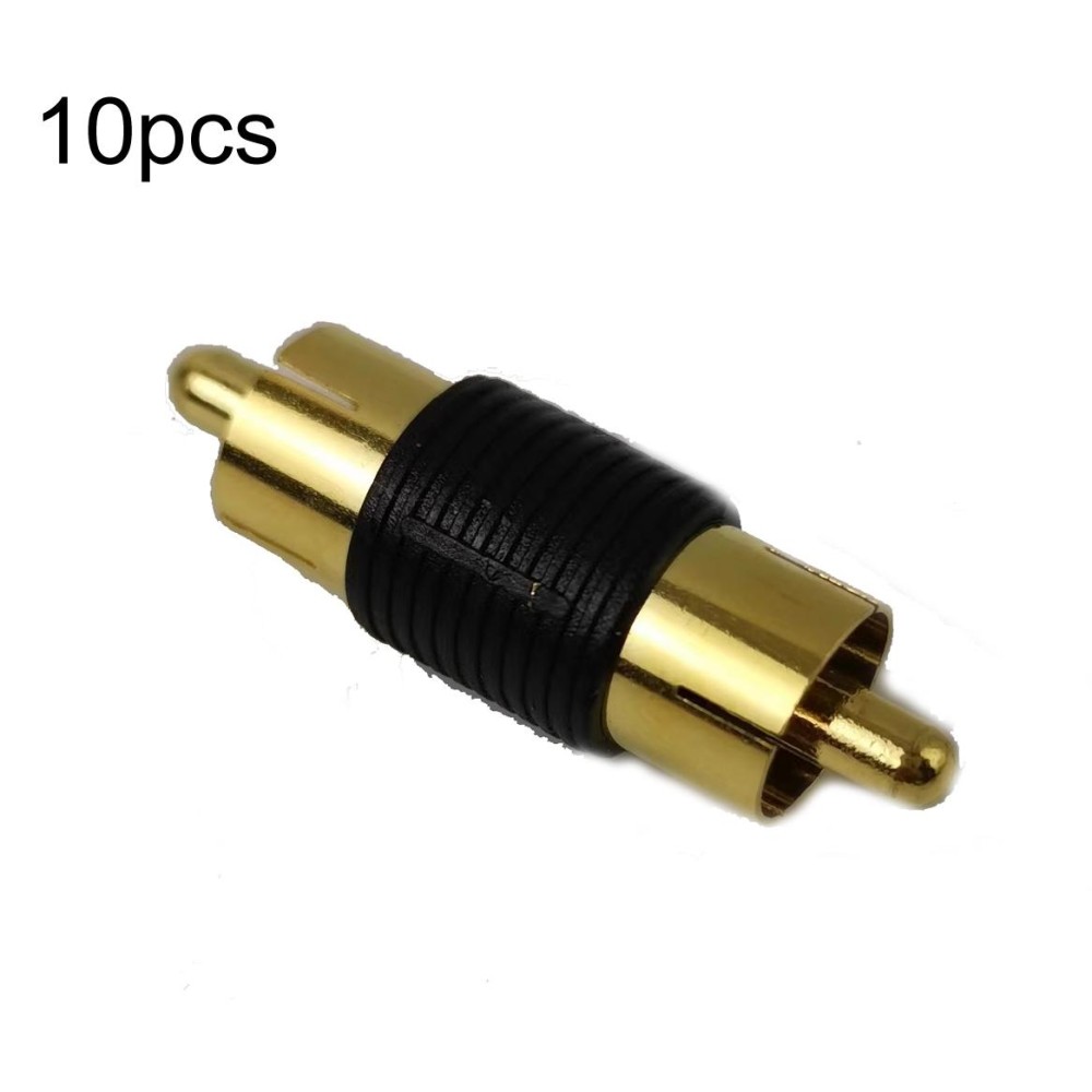 10pcs Gold-plated RCA Lotus Male to-Male  AV Audio Adapter(Black)