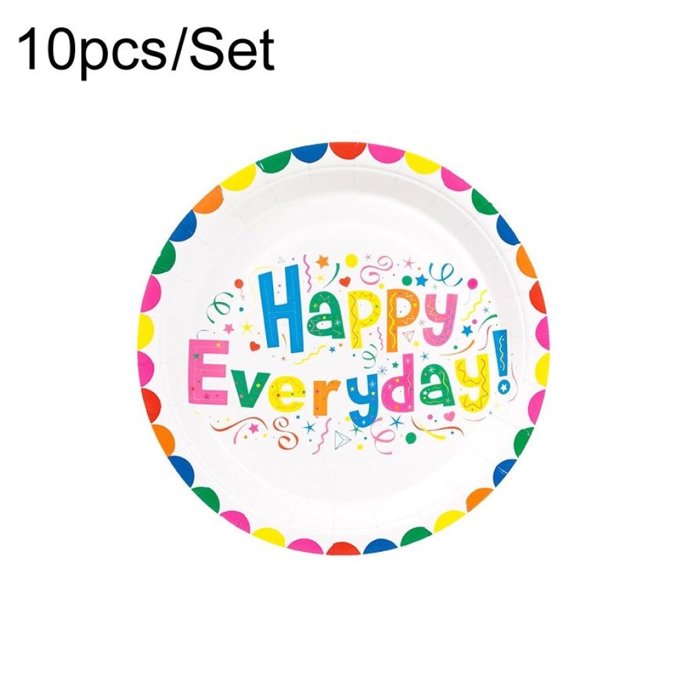 10pcs /Set Birthday Colorful Disposable Tableware Theme Party Decoration Set, Style: 7 inch Paper Tray