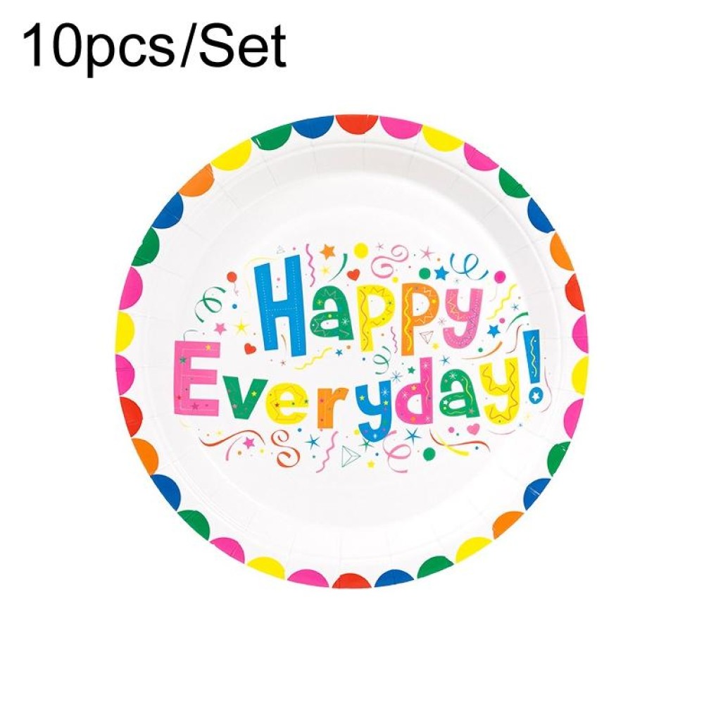 10pcs /Set Birthday Colorful Disposable Tableware Theme Party Decoration Set, Style: 9 inch Paper Tray