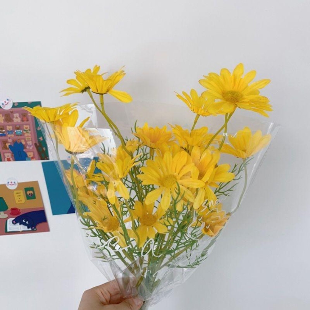 Simulated Flower Arrangement Table Ornament Picnic Photo Props, Style: 5pcs Yellow Daisy Transparent Bag
