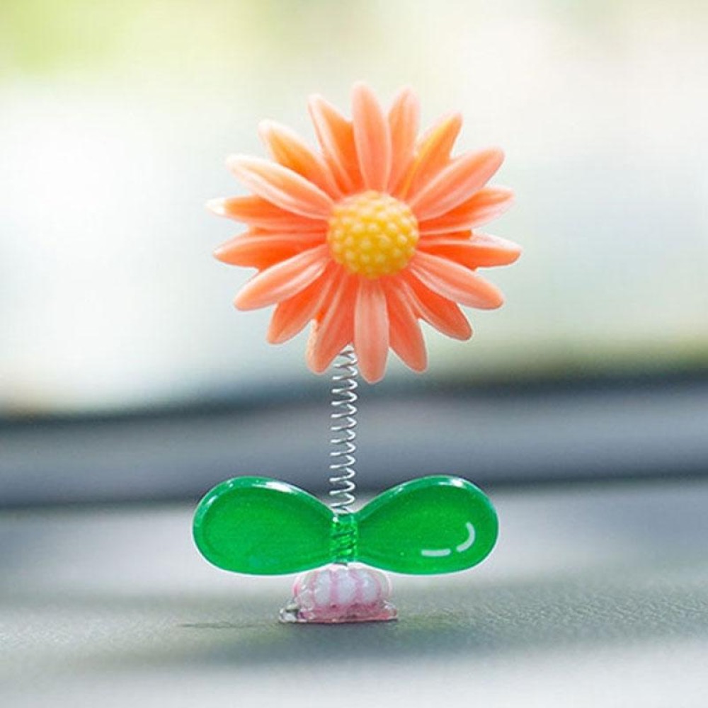 Cute Small Daisy Car Ornament Car Dashboard Shaking Decoration(Orange)