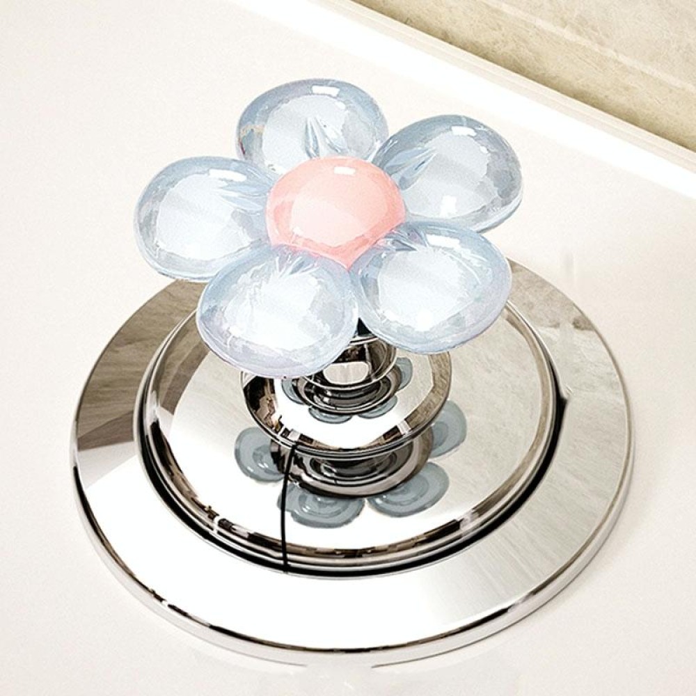 Cute Flower Toilet Pusher Nail Art Special Bathroom Flush Switch Button(Blue)