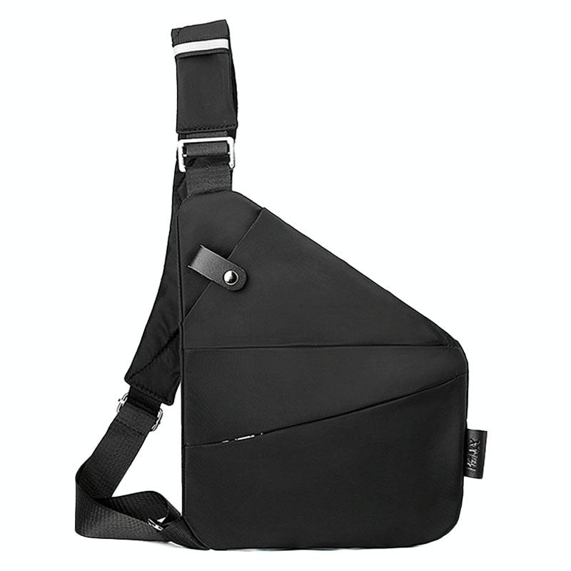 Sports Casual Men Crossbody Bag Large Capacity Multi-Pocket Single Shoulder Bag, Style: Left Shoulder Nylon (Black)