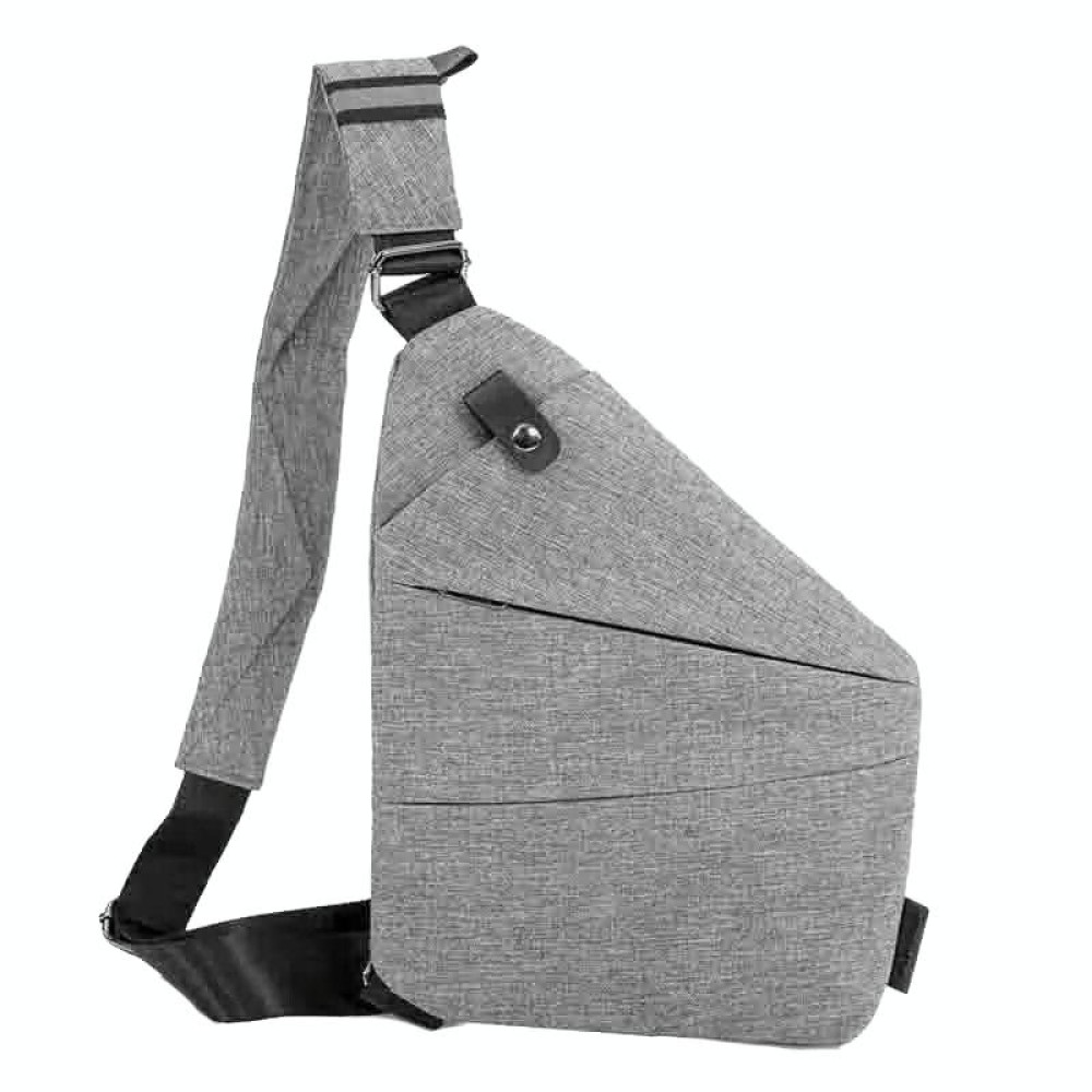 Sports Casual Men Crossbody Bag Large Capacity Multi-Pocket Single Shoulder Bag, Style: Left Shoulder Oxford Cloth (Gray)