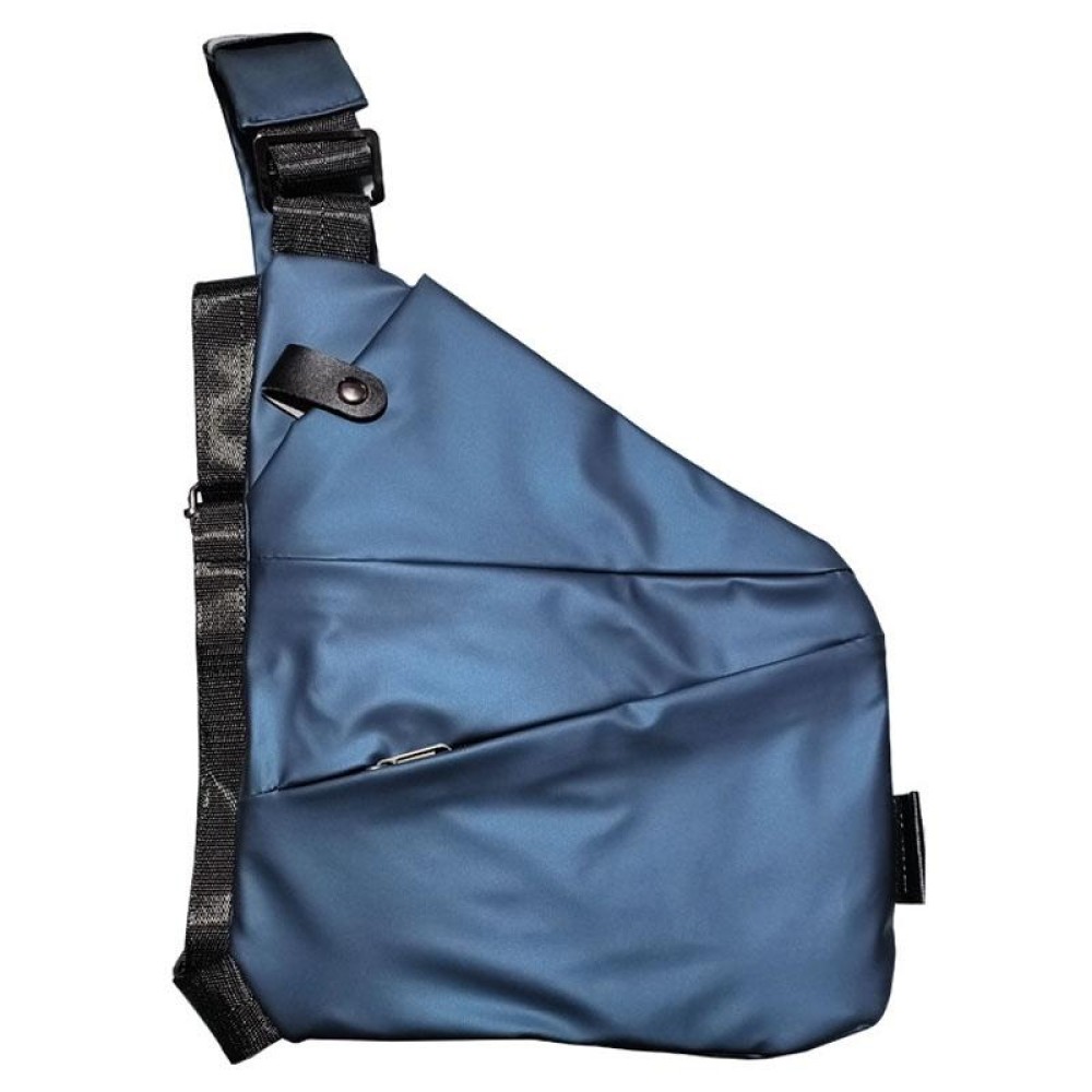 Sports Casual Men Crossbody Bag Large Capacity Multi-Pocket Single Shoulder Bag, Style: Left Shoulder Leather Film (Blue)