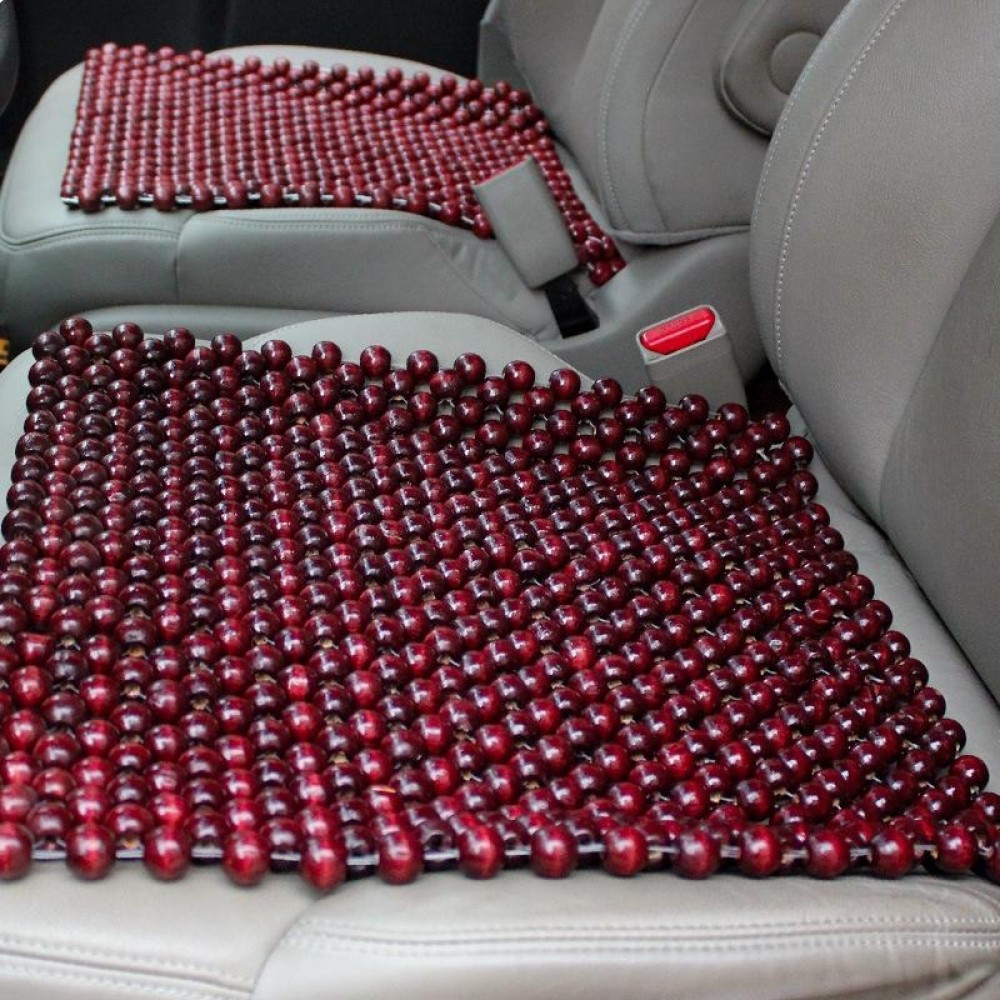 44x44cm Summer Car Pure Wood Beads Square Seat Cushion(Red)