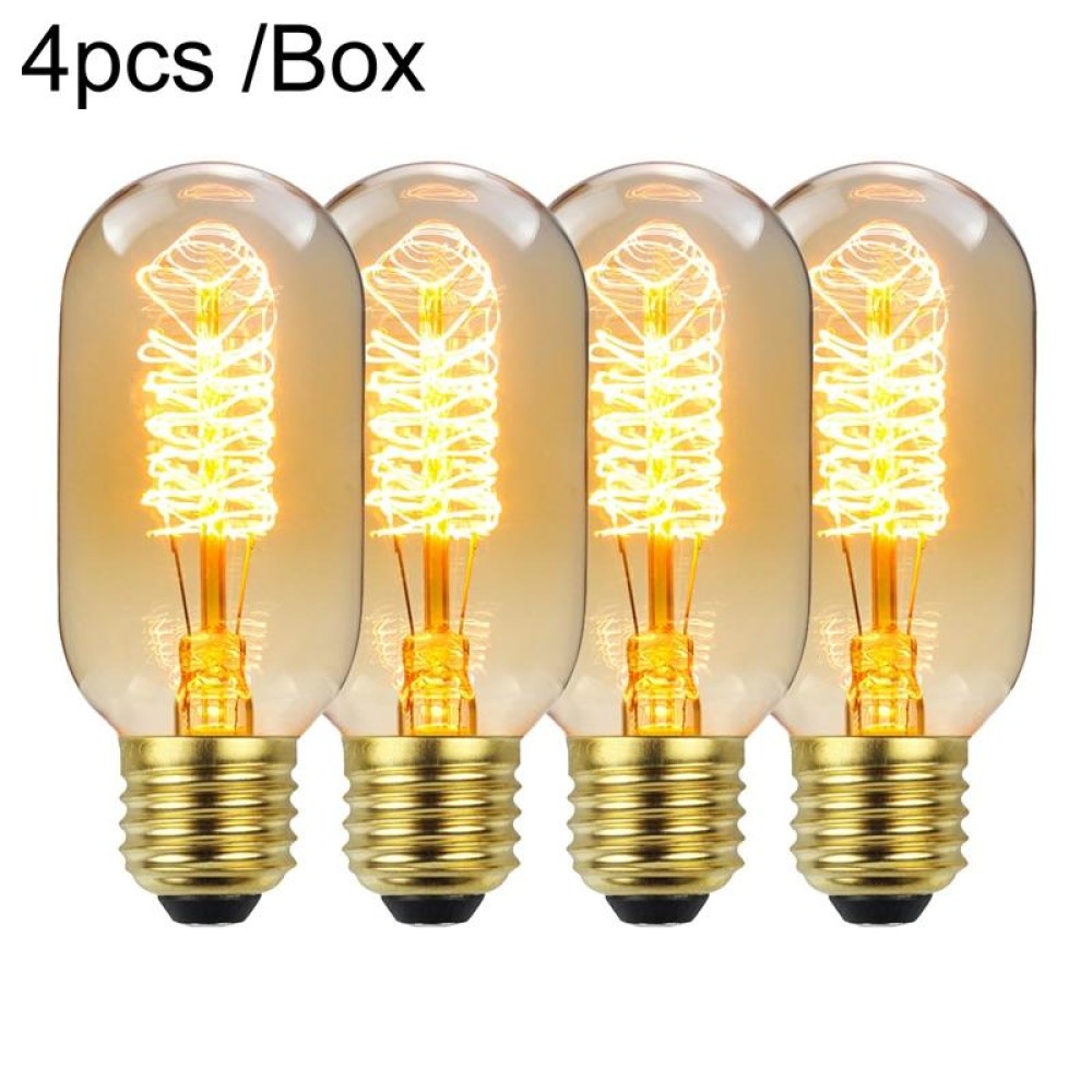 4pcs /Box T45 LED Lamp Fixture Illuminator Vintage Lights, Power: 220V 40W(Spiral Gold)