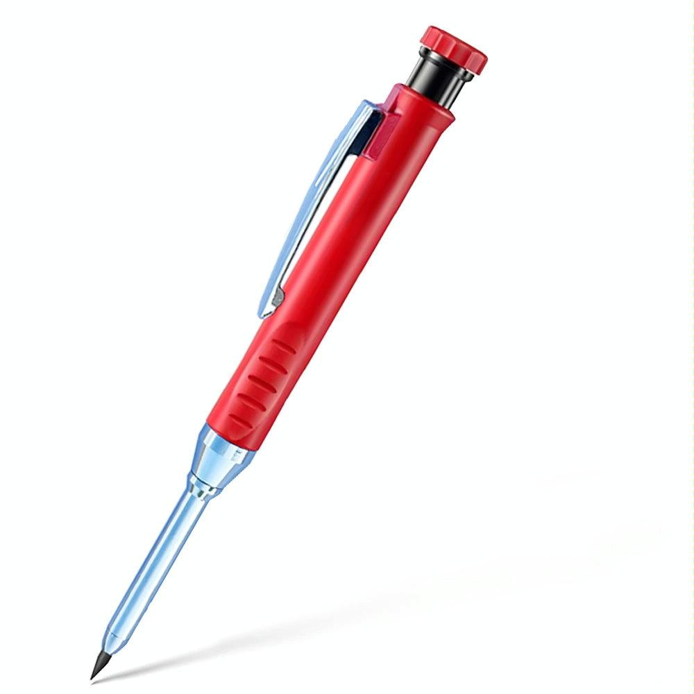 Metal Long Tip Deep Hole Woodworking Pencil Quick Dry Marker, Color: Red Pen