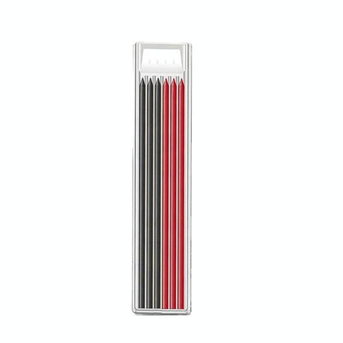 Metal Long Tip Deep Hole Woodworking Pencil Quick Dry Marker, Color: 3pcs Black+3pcs Red+Lead Core