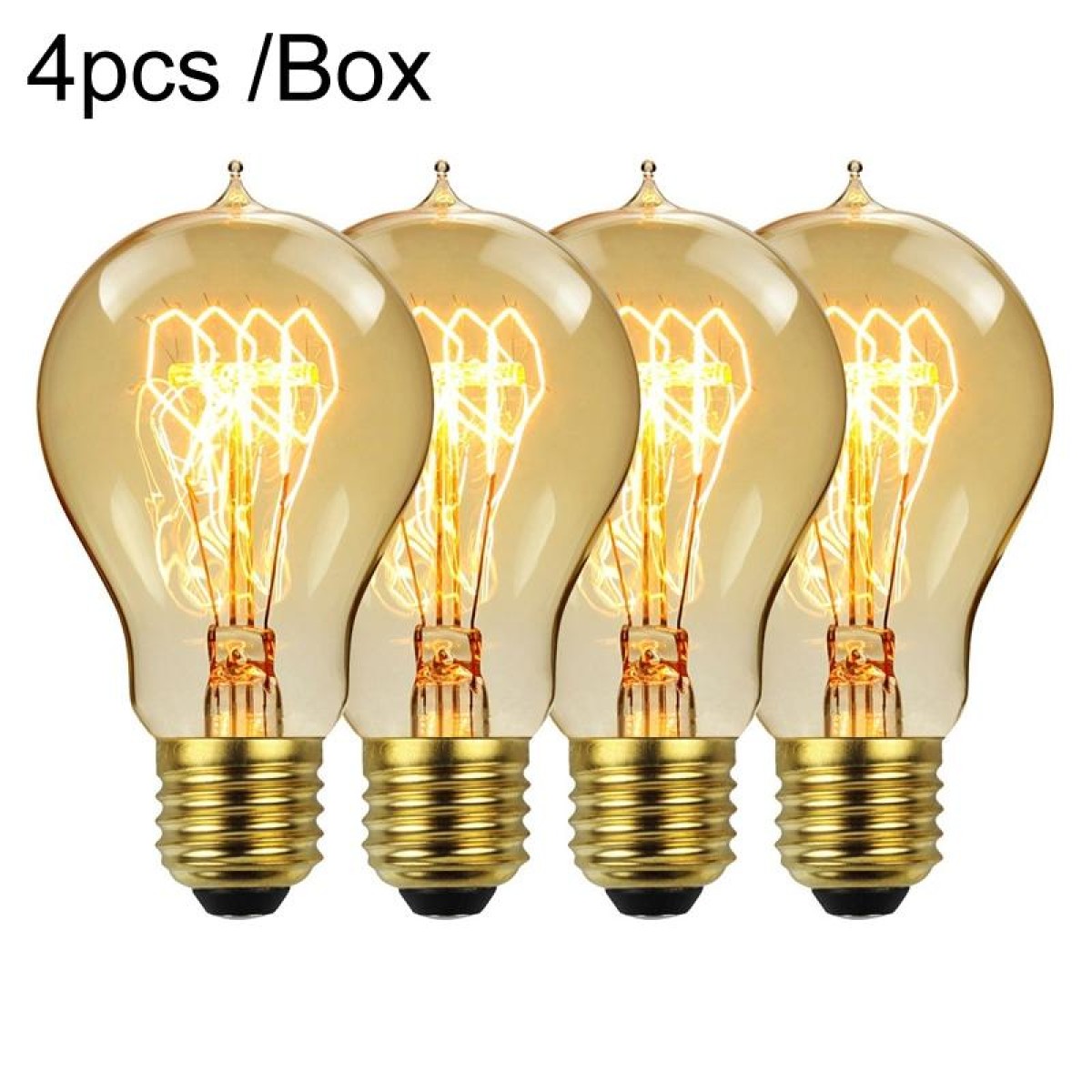 4pcs /Box A60 LED Antique Lamp Vintage Decorative Illumination Light Bulb, Power: 110V 40W(Tip Gold)