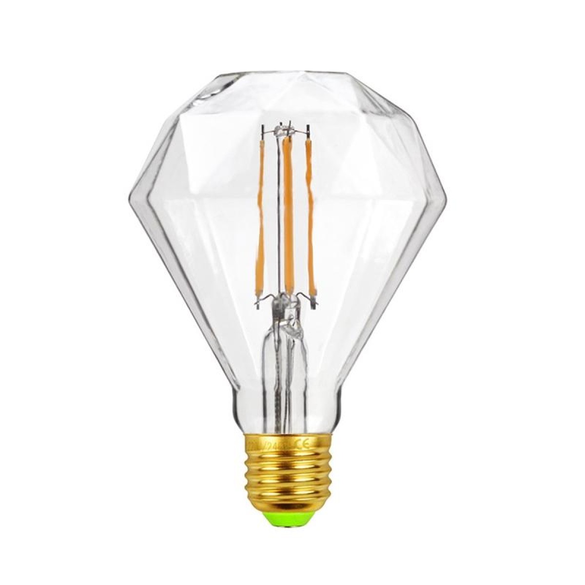 E27 Screw Port LED Vintage Light Shaped Decorative Illumination Bulb, Style: Flat Diamond Transparent(110V 4W 2700K)