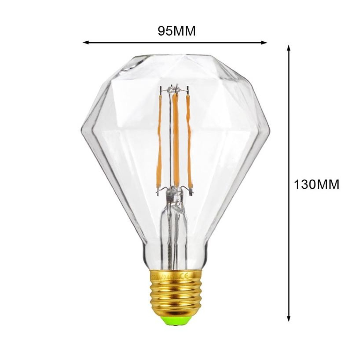 E27 Screw Port LED Vintage Light Shaped Decorative Illumination Bulb, Style: Flat Diamond Transparent(110V 4W 2700K)