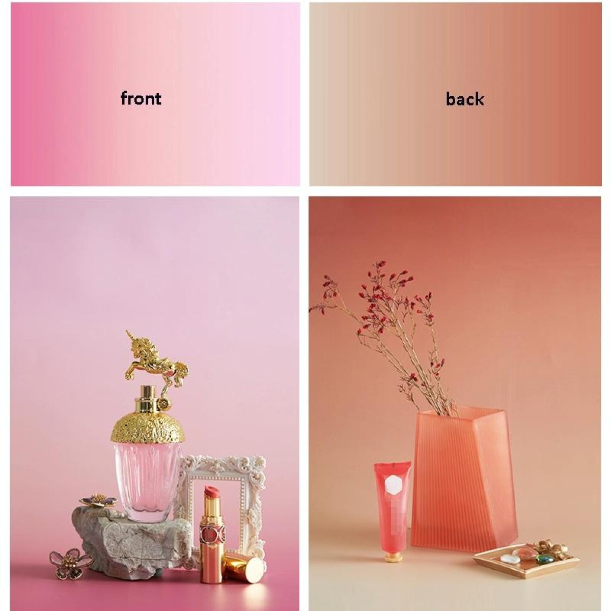 57 x 87cm Double-sided Gradient Background Paper Atmospheric Still Life Photography Props(Orange Meat +Pink)