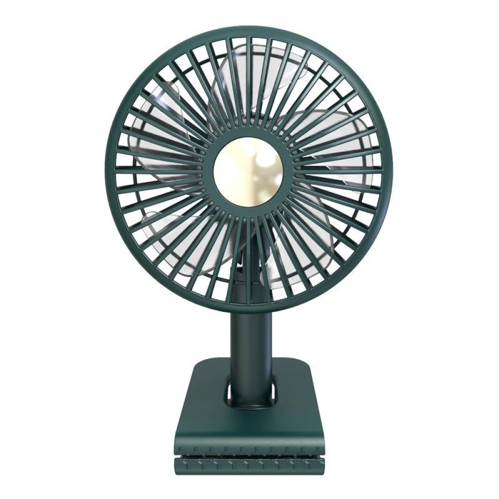 Car Clip-On Rechargeable Electric Oscillating Head Fan With Light(Dark Green)