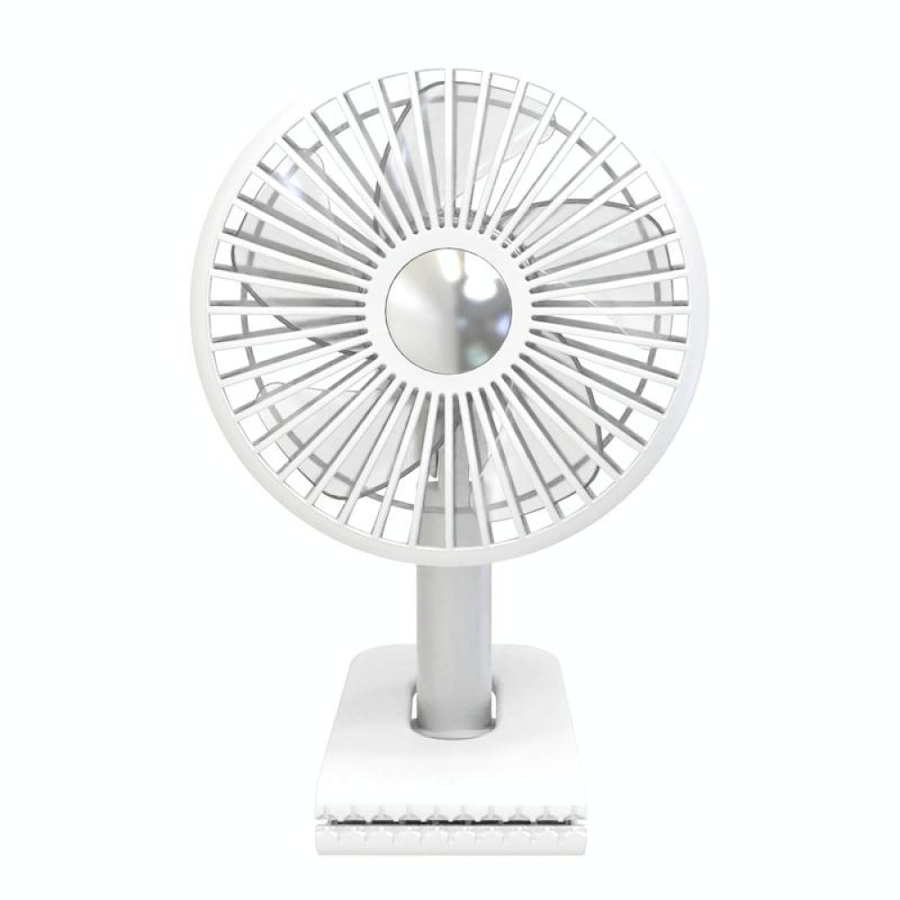 Car Clip-On Rechargeable Electric Oscillating Head Fan With Light(White)