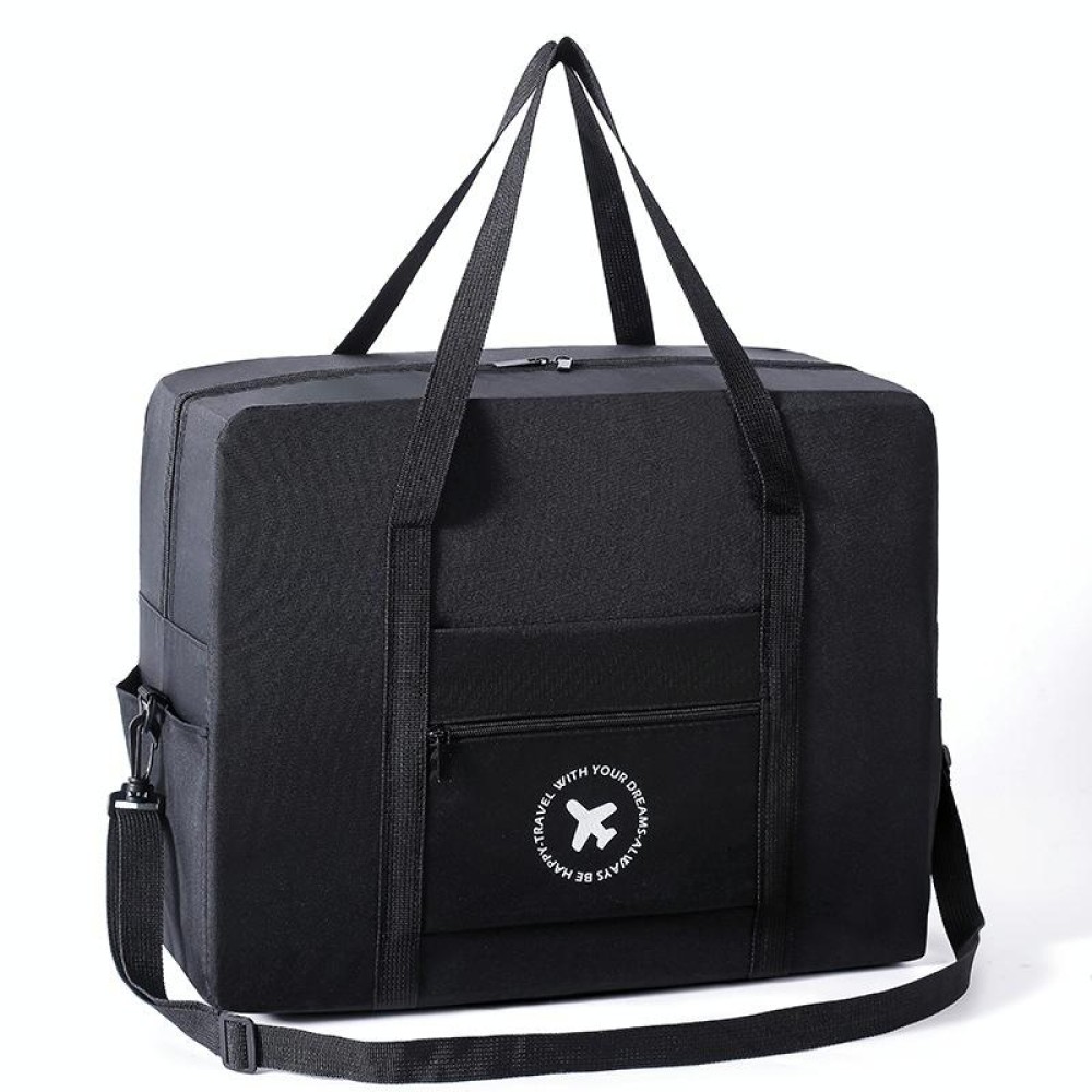 Foldable Travel Bag Shoulder Bag Airplane Suitcase For Camping Hiking, Size: Large Black