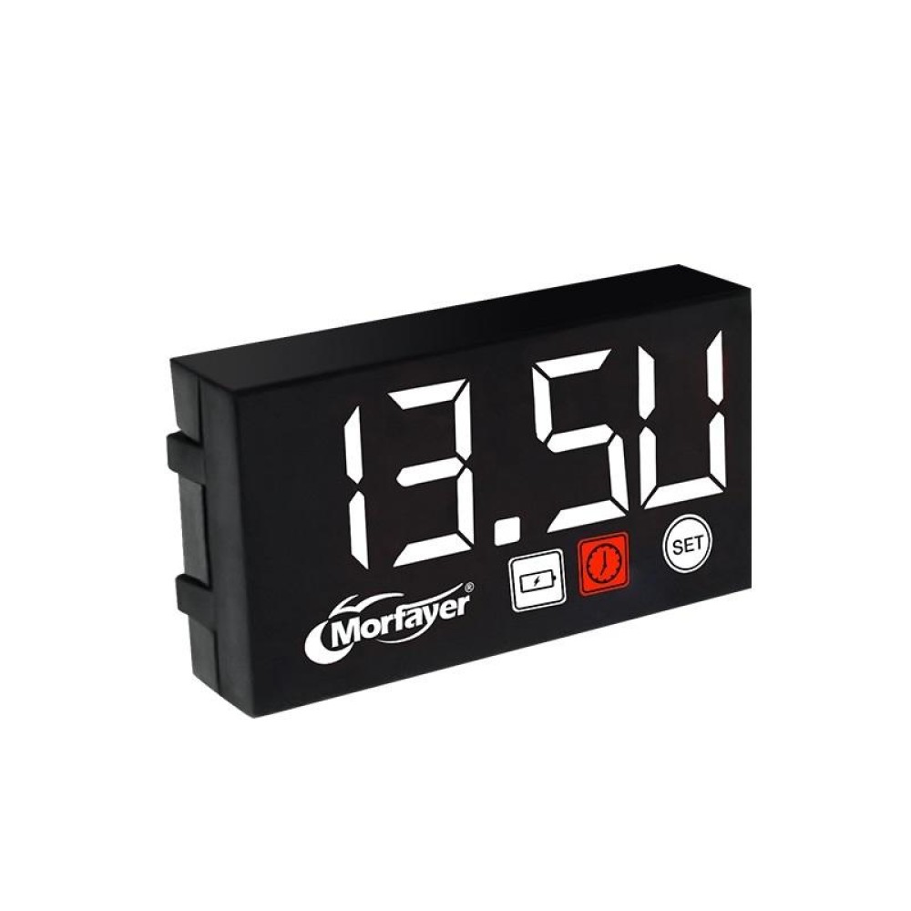 Compact LED Digital Display Time Voltmeter, Specification: 3 in 1 White
