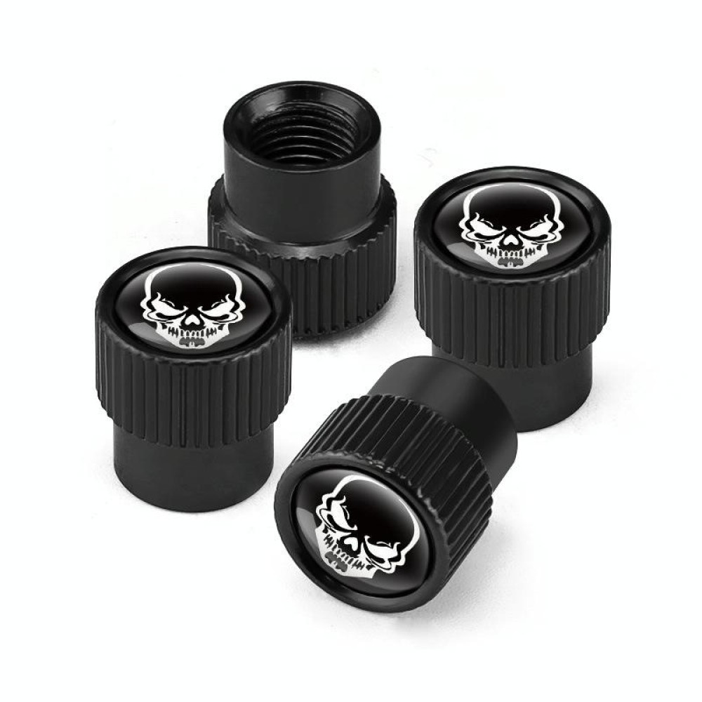 4pcs /Set Skeleton Car Tire Universal Aluminum Valve Cap(Black)
