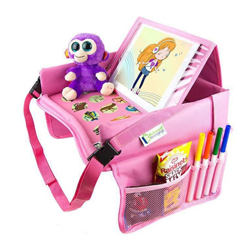 Car Child Seat Tray Folding Table Drawing Board(Pink)