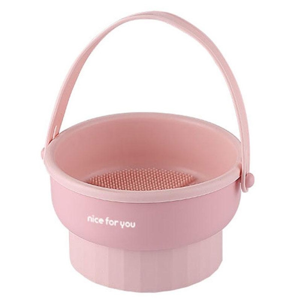 Makeup Brush Cleaning Bowl Storage Drying Rack Silicone Cosmetic Egg Cleaning Tool(Pink)
