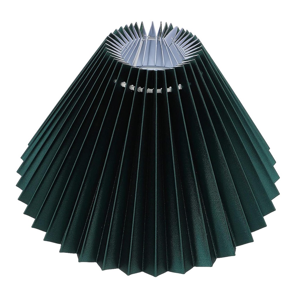 Table Lamp Shade Pleated KD Bedside Fabric Woven Lampshade Bedroom Floor Lamp Housing(Dark Green)