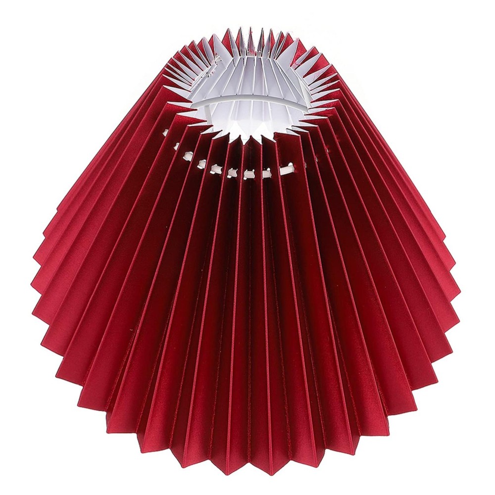 Table Lamp Shade Pleated KD Bedside Fabric Woven Lampshade Bedroom Floor Lamp Housing(Wine Red)
