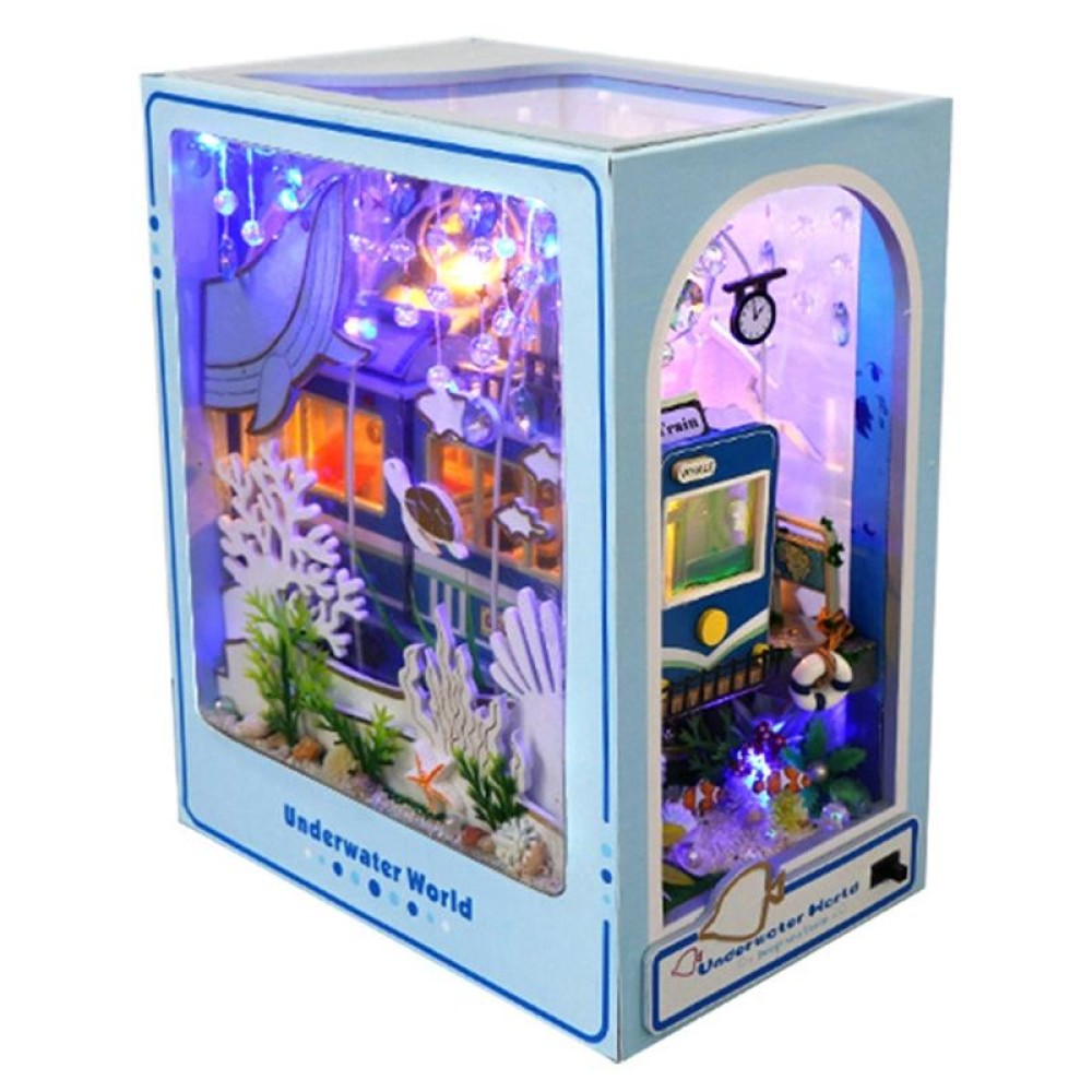 DIY Assembled LED 3D House Model Bookends Kid Toys Glowing Birthday Gift, Color: TC39 Underwater Guide