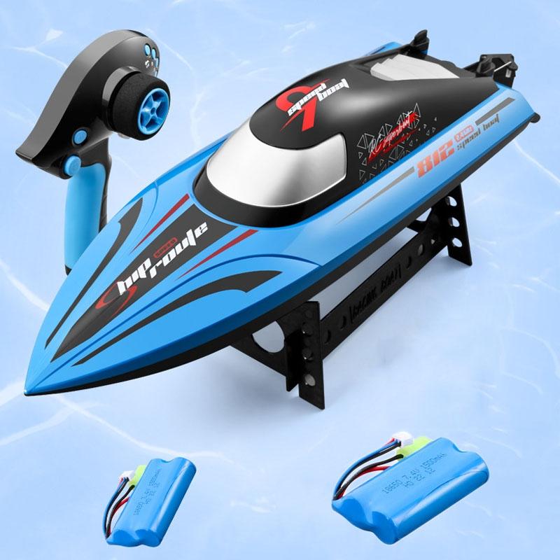 812 High-Speed RC Boat Large Horsepower Speedboat Long Endurance Waterproof Boys Water Toy Dual Batteries(Blue)