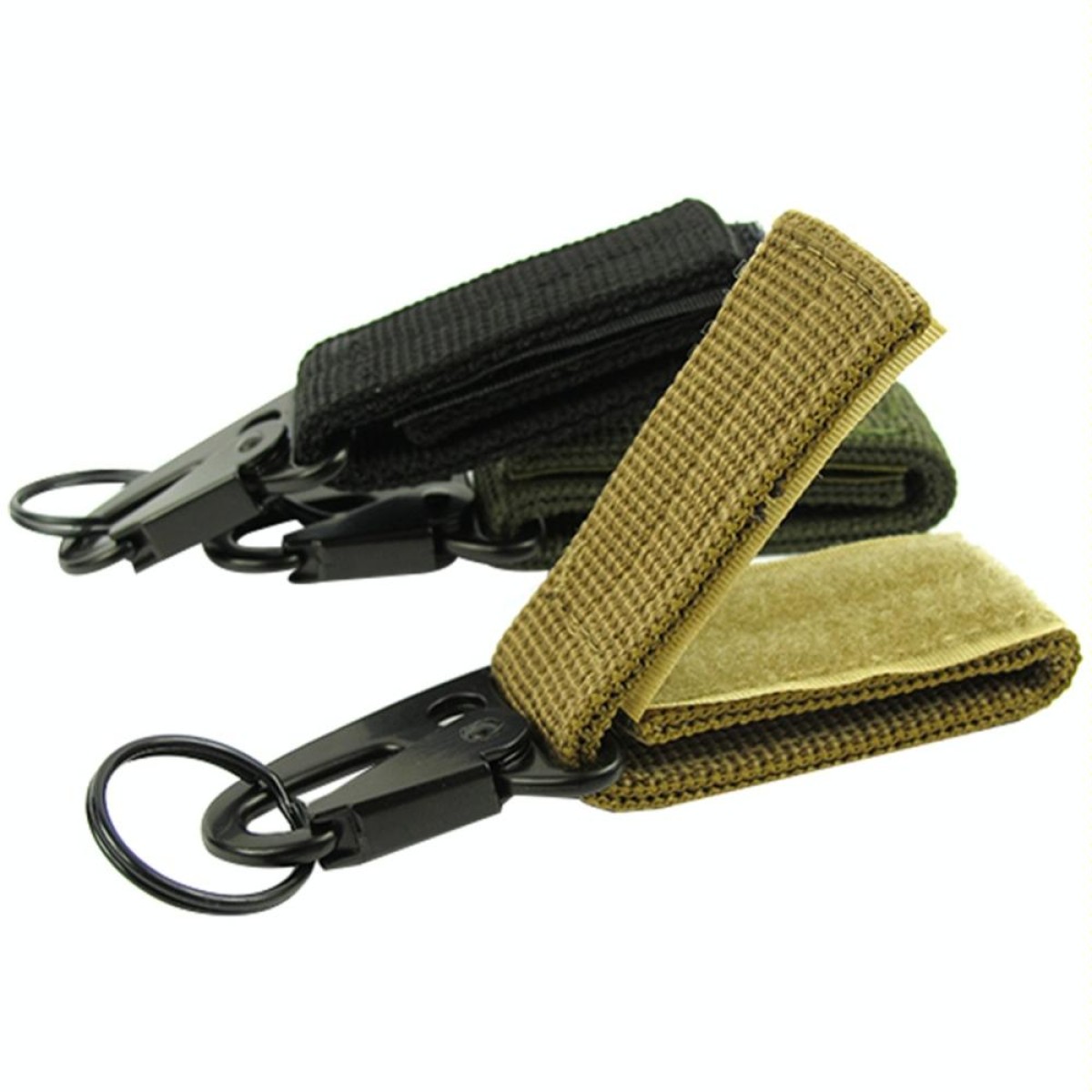 2PCS Outdoor Camping  Carabiner Backpack Hooks Olecranon Molle Hook Survival Gear EDC Nylon Keychain Clasp(Khaki)