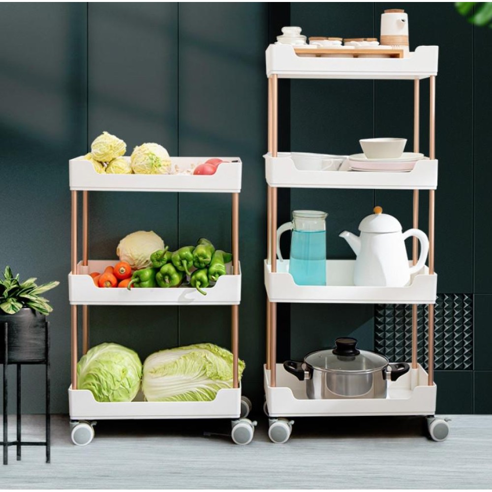 Rack Trolley Narrow Section Floor Multi-layer Book Storage Rack, Style:Two Layers