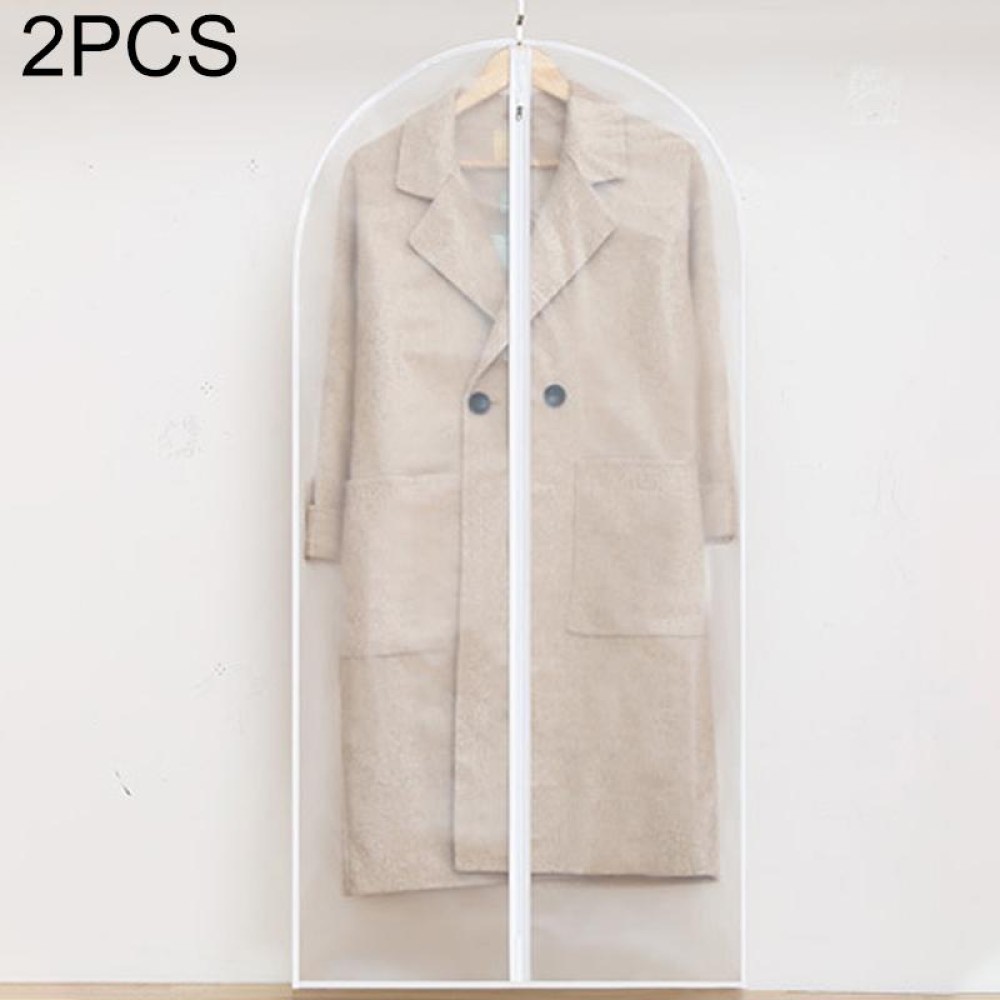 2 PCS Transparent Wardrobe Storage Bags Cloth Hanging Garment Suit Coat Dust Cover with Zipper