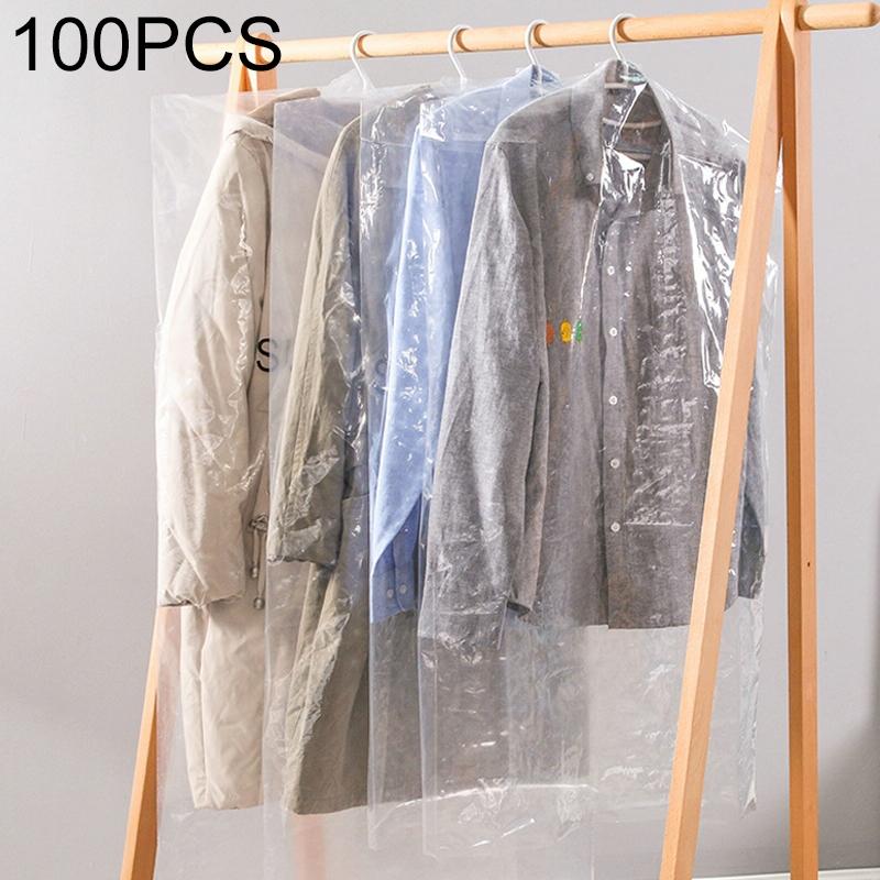 100 PCS Disposable Transparent Clothes Dust Bag Dust Cover, Size:60x110cm, Thickness:Thicken PE 6 Wires