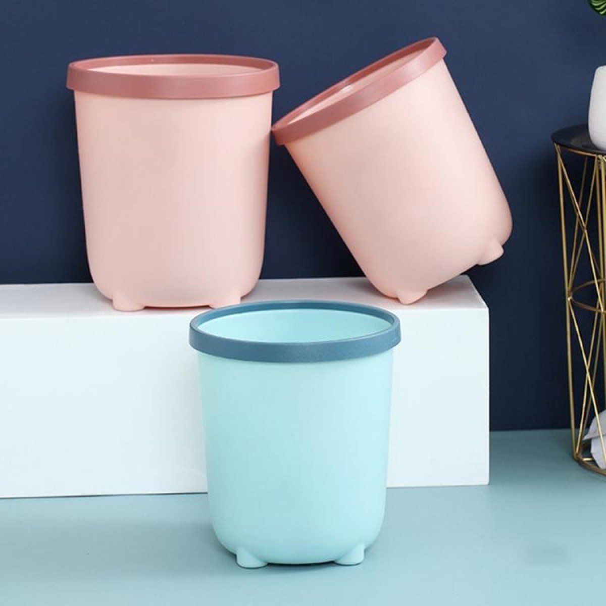 Household Living Room Press-ring Trash Can Bedroom Bathroom Toilet Paper Basket, Size:S 22.5x25cm(Pink)