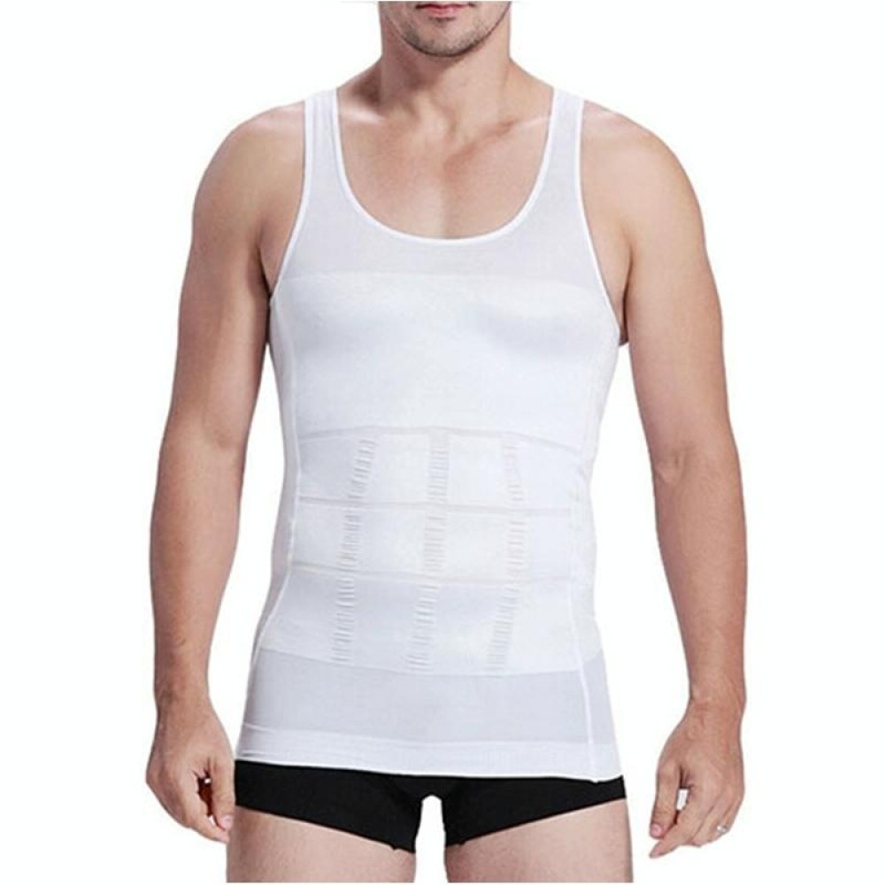 Men Slimming Body Shaper Vest Underwear, Size: L(White)