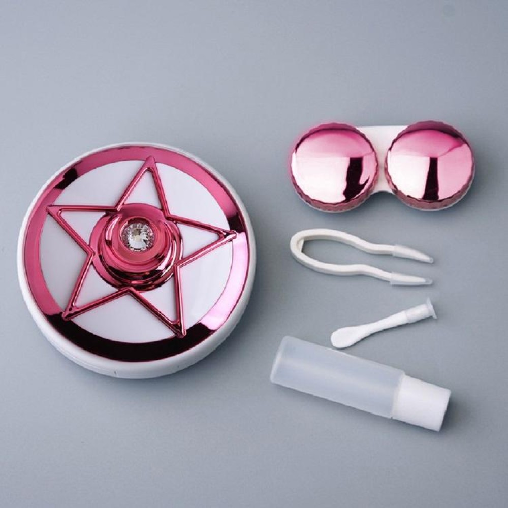 Portable Beauty Lens Care Double Box Contact Lens Case(Rose Red)