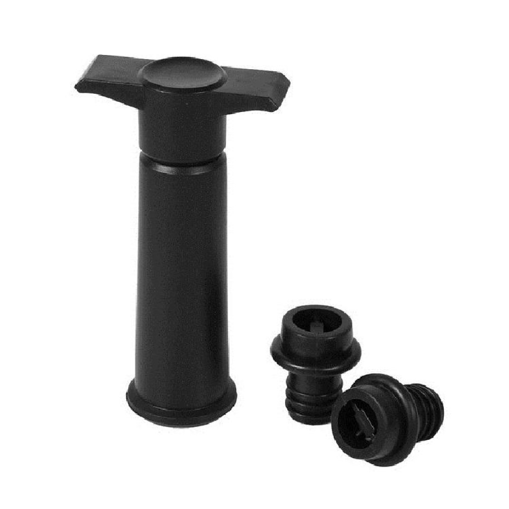 Red Wine Vacuum Pump Freshener Silicone Wine Stopper Set, Specification:Black Pump 2 Stoppers (OPP Bag)