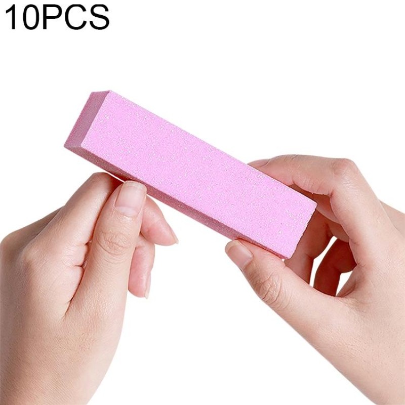 10 PCS Tofu Block Nail Polish Four Squares High Elastic Cotton Manicure Sand Block (Pink)