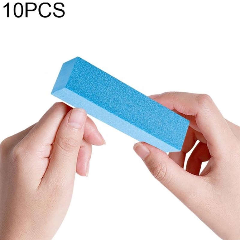 10 PCS Tofu Block Nail Polish Four Squares High Elastic Cotton Manicure Sand Block (Blue)