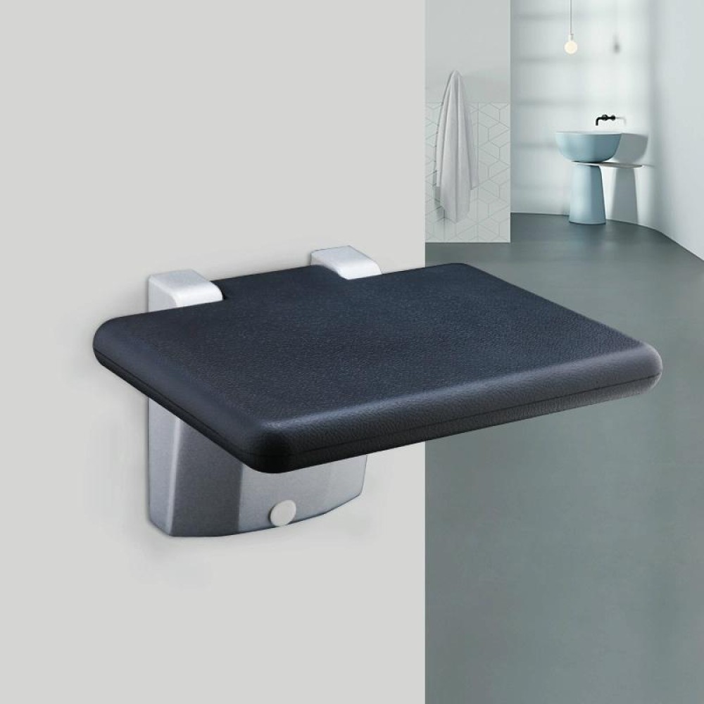 Wall Mounted Folding Solid Waiting Chairs Bathroom Stool Seat Toilet Chairs(A Black)