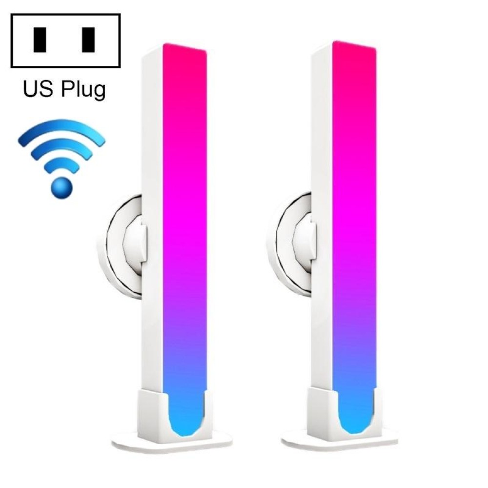 2pcs/box RGB Desktop Background Music Rhythm Pickup Ambient Light, Version: WiFi(US Plug)