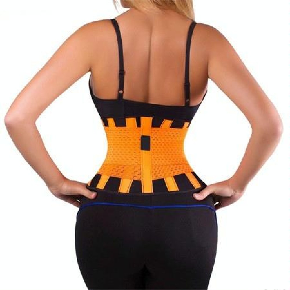 Men and Women Neoprene Lumbar Waist Support Unisex Exercise Weight Loss Burn Shaper Gym Fitness Belt, Size:XL(Orange)