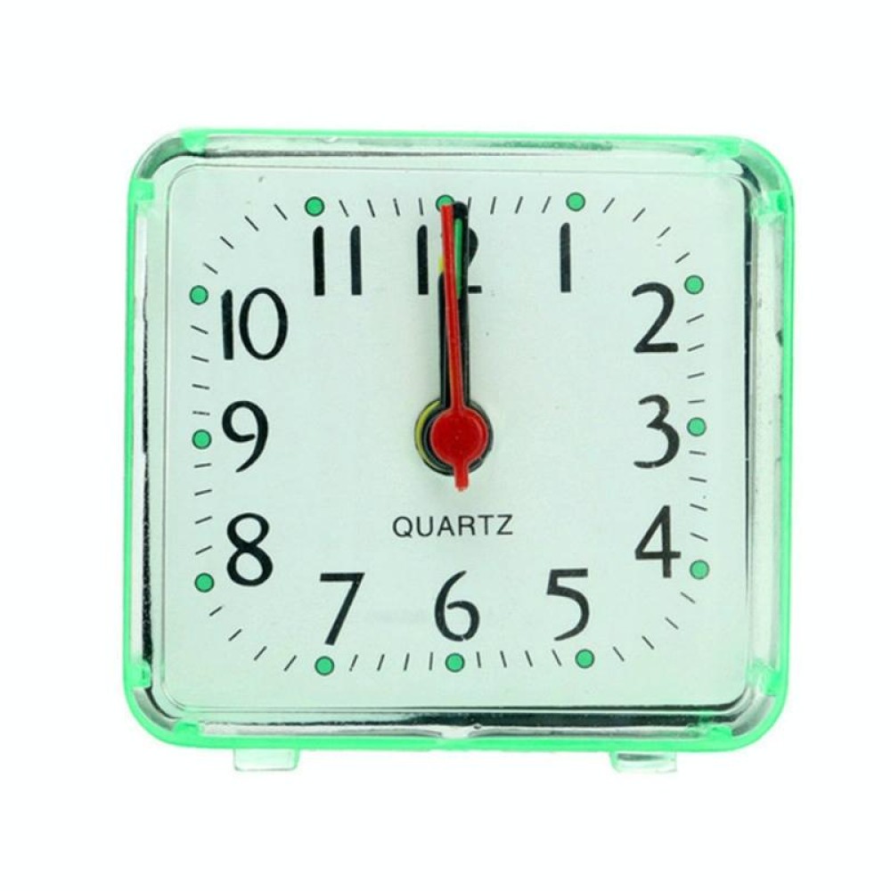 Square Alarm Clock Transparent Case Compact Digital Mini Bedroom Bedside Office Electronic Clock(Green)