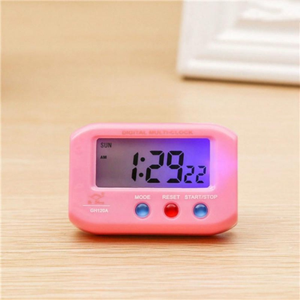 Portable Pocket Sized Digital Electronic Travel Alarm Clock Automotive Electronic Luminous Stopwatch LCD Clock(Red)