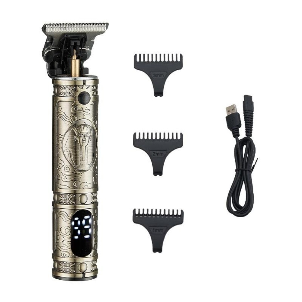 Vintage Pharaoh Engraving USB Rechargeable Hair Clipper With LCD Display(Bronze)