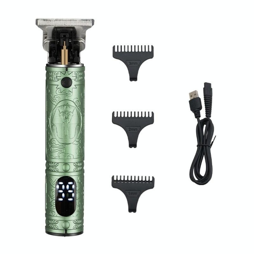 Vintage Pharaoh Engraving USB Rechargeable Hair Clipper With LCD Display(Green)
