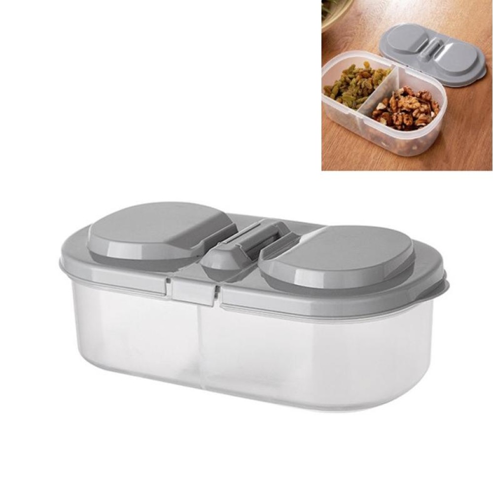 5 PCS Double Grid Kitchen Food Multigrain Sealed Jar Multifunctional Refrigerator Storage Box with Lid(Gray)